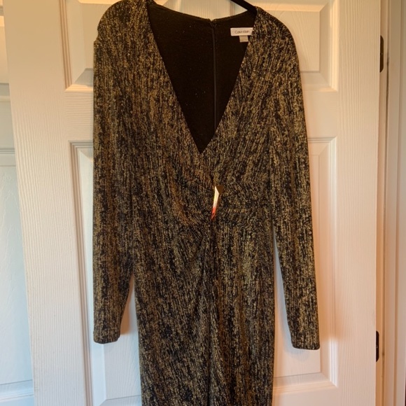 Calvin Klein Dresses Calvin Klein Gold Dress Poshmark